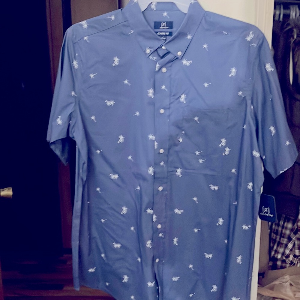Khaki Vacation Style Men's Palm Print Shirt